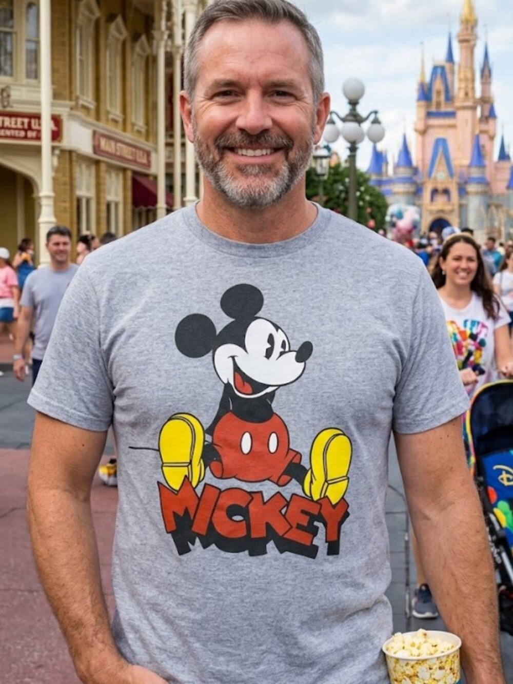 Men's Disney Mickey Mouse Vintage-Style Heather Gray Graphic T-Shirt - Sz M